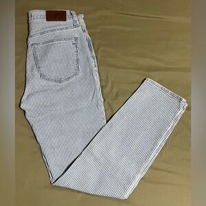 Madewell Size 24 10” High-Rise Skinny Crop Blue and White Striped Jeans
